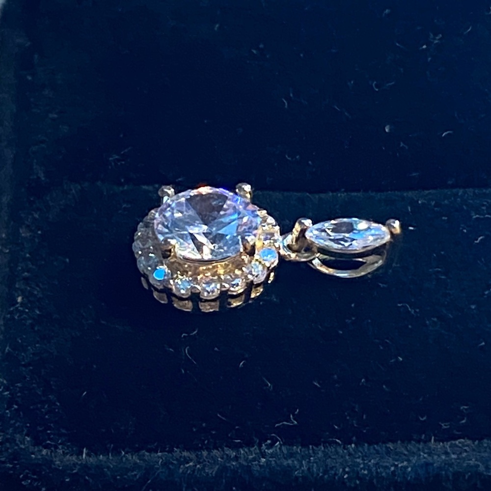 Sparkling CZ Halo Pendant Gold Plated 925 Sterling Silver Drop PAJ